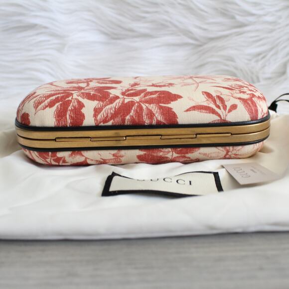 Gucci Linen Herbarium Cherry Blossom Print Broadway Box Chain Clutch Bag - Picture 8 of 15